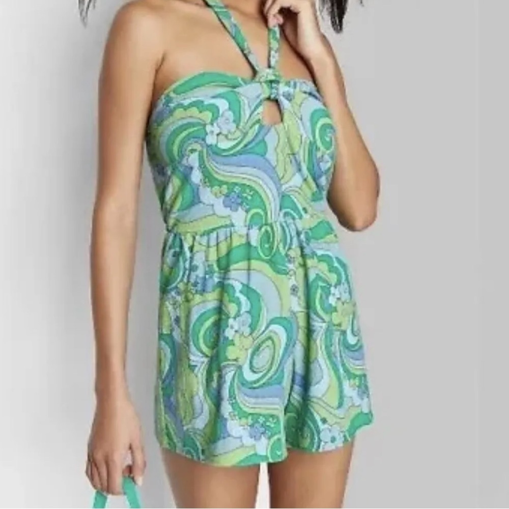 Wild Fable Blue and Green Terry Cloth Cover-Up